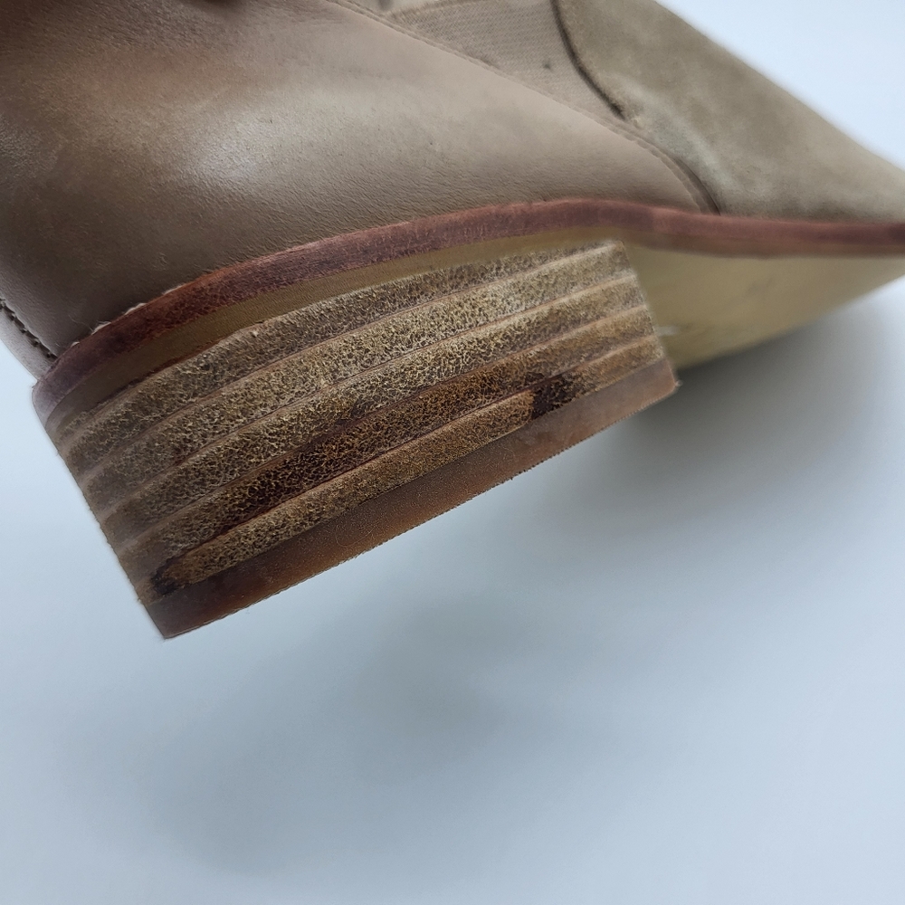 Aldo tan suede + leather slip on elasticized gores low heel western shoe Sz 7 - Picture 12 of 13